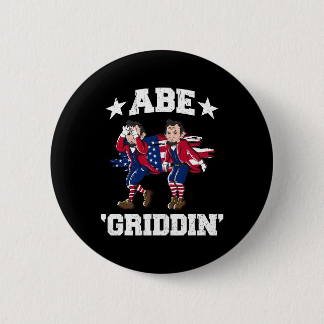 4th Of July Benjamin Franklin Griddy Ben Griddin  6 Cm Round Badge (Front)