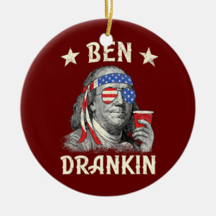4th of July Benjamin Franklin USa Flag Ben Ceramic Tree Decoration