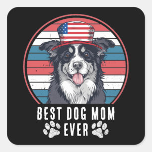 4th of July Best Dog Mum/Dad Ever Personalised Square Sticker