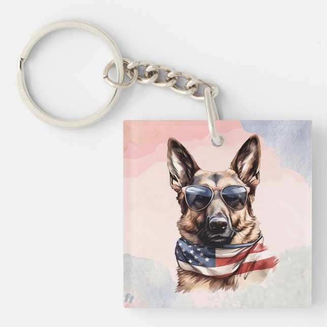 4th Of July Big Dog-70631 Key Ring (Front)