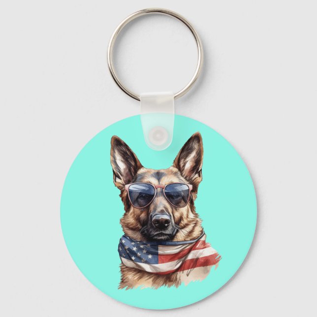 4th Of July Big Dog-70631 Key Ring (Front)