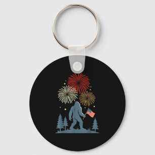 4th of july bigfoot american flag patriotic key ring