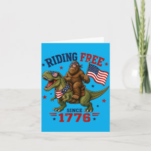 4th Of July Bigfoot Dinosaur Usa Flag Boys Kids Card