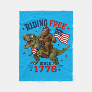 4th Of July Bigfoot Dinosaur Usa Flag Boys Kids Fleece Blanket