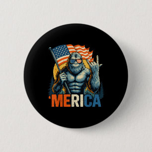 4th Of July Bigfoot Merica Rock American Flag Patr 6 Cm Round Badge