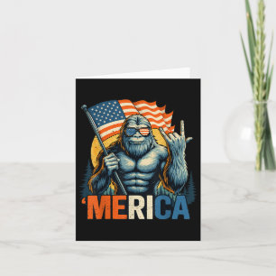 4th Of July Bigfoot Merica Rock American Flag Patr Card