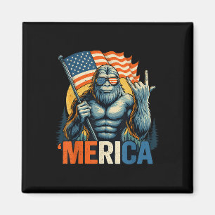 4th Of July Bigfoot Merica Rock American Flag Patr Magnet