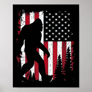 4th Of July Bigfoot Sasquatch American Flag Patrio Poster