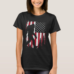 4th Of July Bigfoot Sasquatch American Flag Patrio T-Shirt