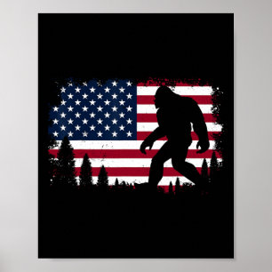 4th Of July Bigfoot Sasquatch Usa American Flag Bo Poster
