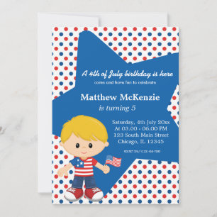 4th of July birthday boy Invitation