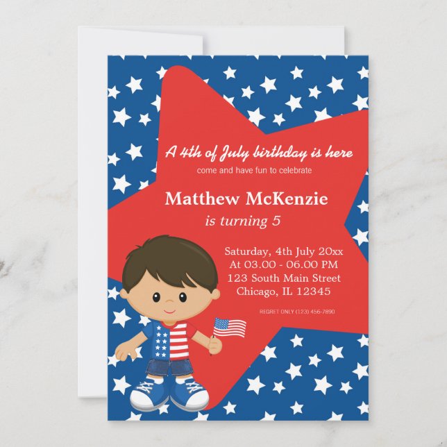 4th of July birthday boy Invitation (Front)