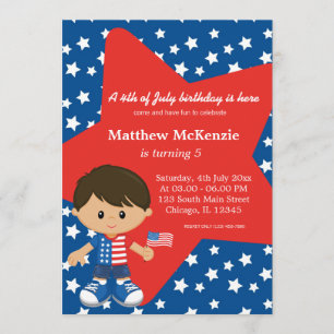 4th of July birthday boy Invitation