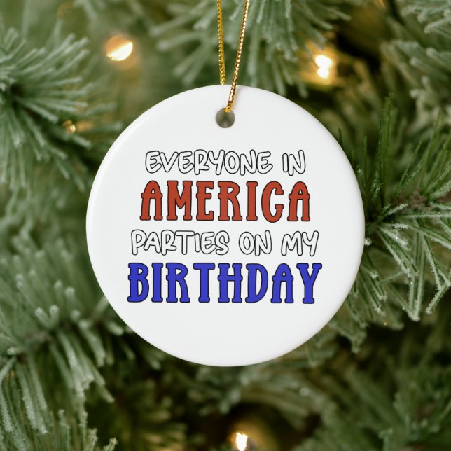 4th of July Birthday Funny   Ceramic Tree Decoration (Tree)
