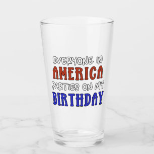 4th of July Birthday Funny Glass