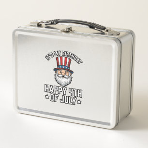 4th of July Birthday Gnome Patriotic Shirt Design_ Metal Lunch Box