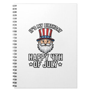 4th of July Birthday Gnome Patriotic Shirt Design_ Notebook