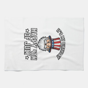 4th of July Birthday Gnome Patriotic Shirt Design_ Tea Towel