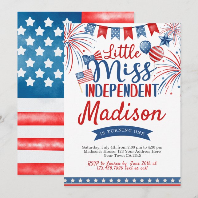 4th of July Birthday Invitation (Front/Back)