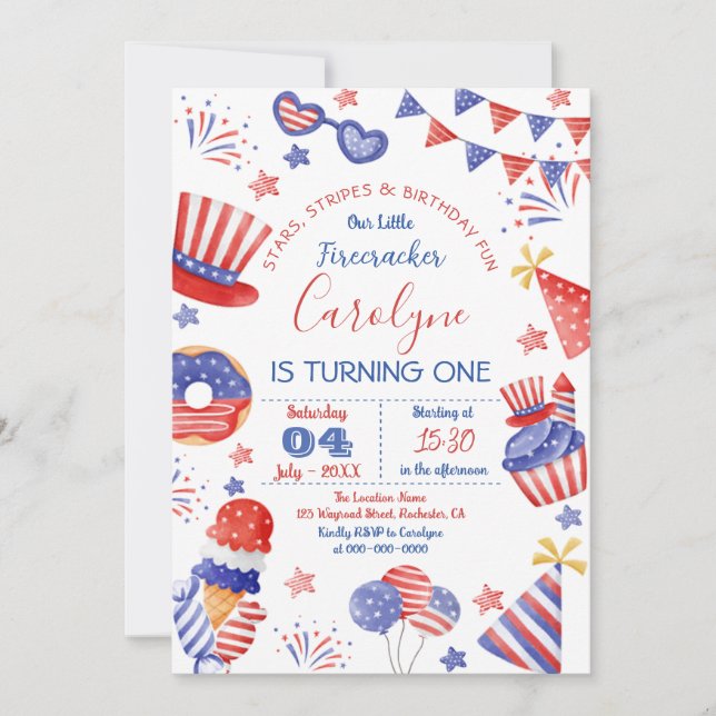 4th of July Birthday Invitation (Front)