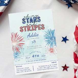 4th of July Birthday Invitation Stars and Stripes