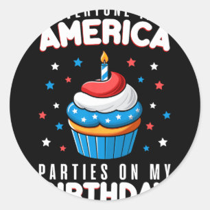 4th Of July Birthday Party Boy Girl Fourth Of July Classic Round Sticker