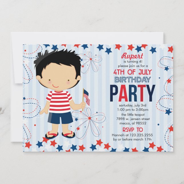 4th of July Birthday Party for Kids Invitation (Front)