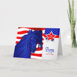 4th of July Birthday - Patriotic Horse Theme Card