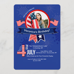 4th of July Birthday Photo Invitation