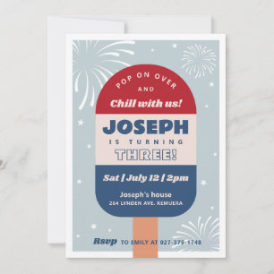 4th of July Birthday Popsicle Invitation