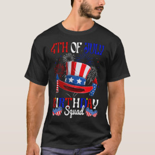 4th Of July Birthday Squad Us Flag Fireworks Patri T-Shirt