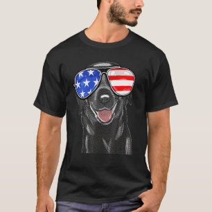 4th Of July Black Lab Dog American Flag Sunglasses T-Shirt