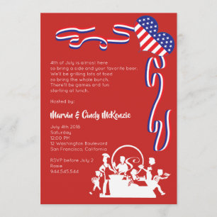 4TH OF July Block BBQ Party Invitation