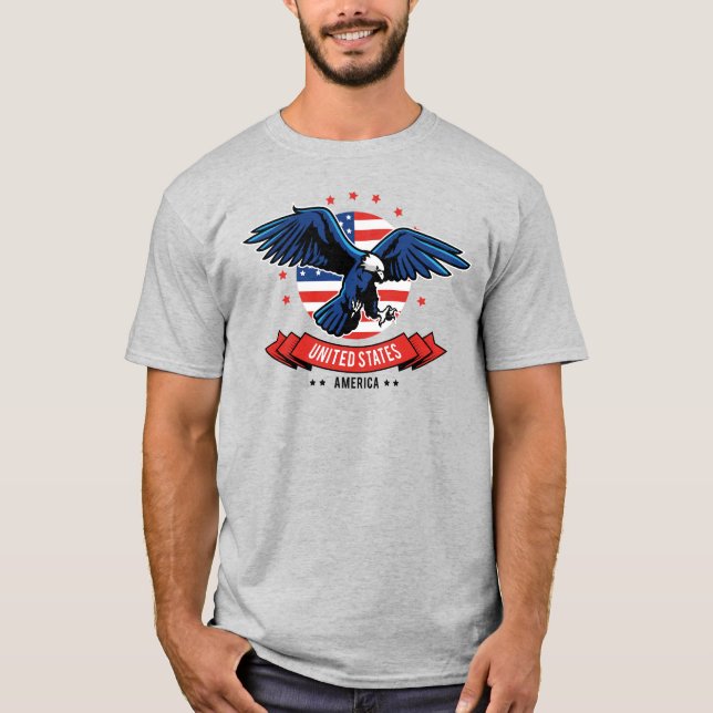 4th Of July Bold Eagle US flag Colours T-Shirt (Front)