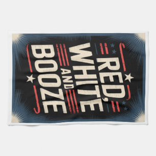 4th of July Booze Party Red White and Booze Tea Towel