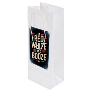 4th of July Booze Party Red White and Booze Wine Gift Bag