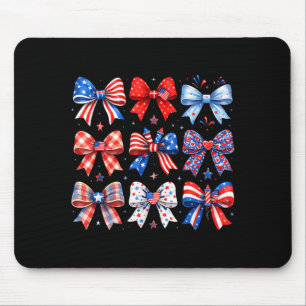 4th of july bow coquette red white blue usa 250th mouse mat