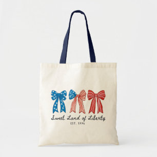 4th of July Bow Patriotic Ribbon Tote Bag
