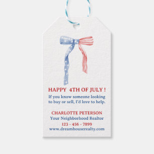 4th of July Bow Real Estate Pop By Gift Tags