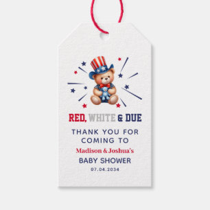 4th Of July Boy Baby Shower Bear Guest Thank You Gift Tags