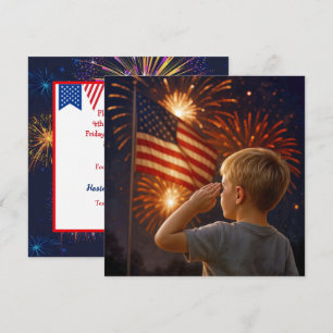 4th of July Boy Saluting the Flag Invitation