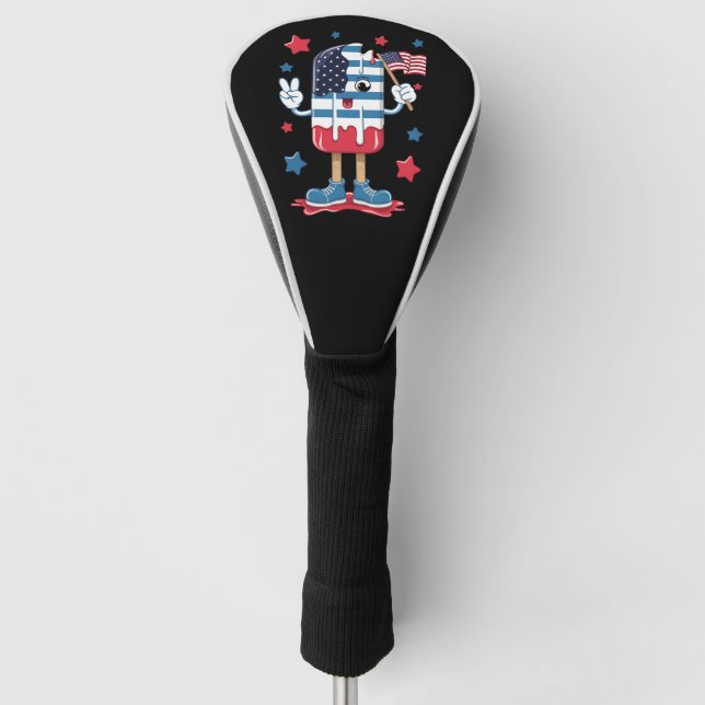 4th Of July Boys Kids Popsicle USA American Flag  Golf Head Cover (Front)