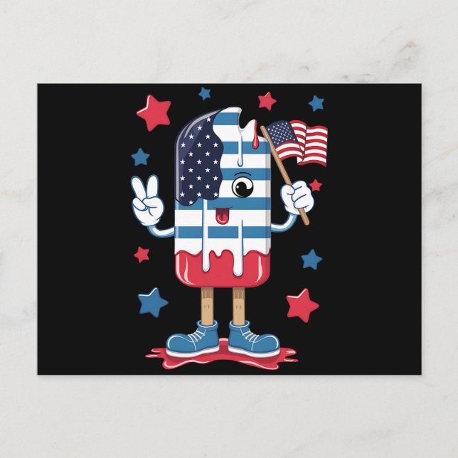 4th Of July Boys Kids Popsicle USA American Flag  Postcard (Front)
