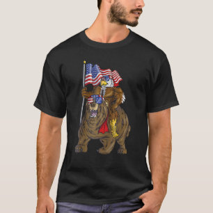 4th Of July Boys Proud American Bald Eagle Bear T-Shirt