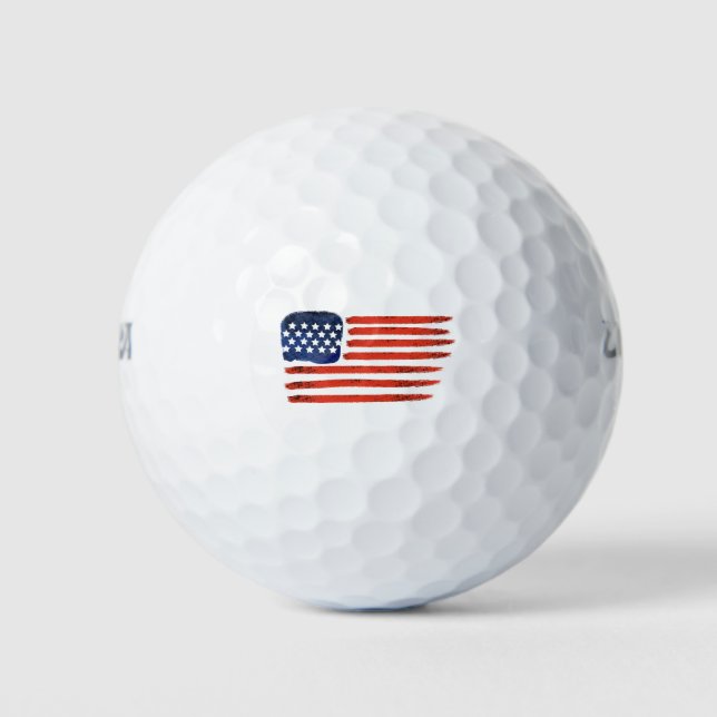 4th of July Brushed American Flag For Patriots Golf Balls (Front)