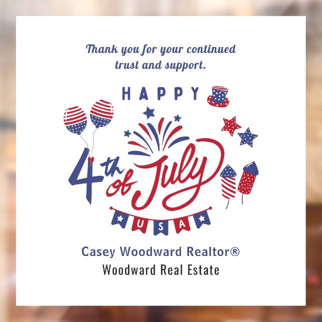 4th of July | Business Holiday Decoration Office  Window Cling (Sheet 2)