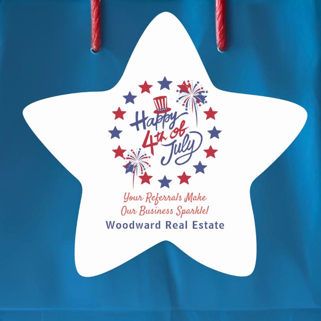 4th of July Business Sparkle Real Estate Referrals Star Sticker (Creator Uploaded)
