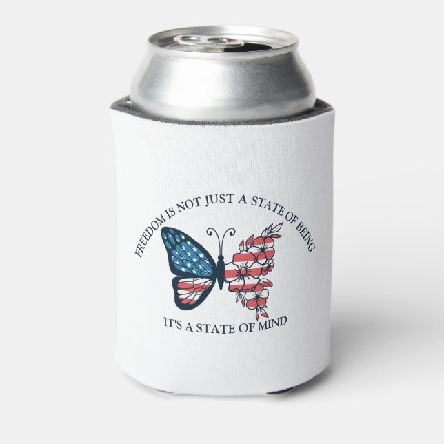 4th of July Butterfly  Can Cooler (Can Back)
