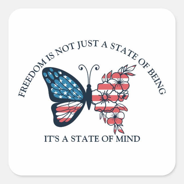 4th of July Butterfly  Square Sticker (Front)