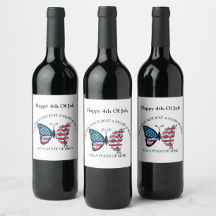 4th of July Butterfly  Wine Label